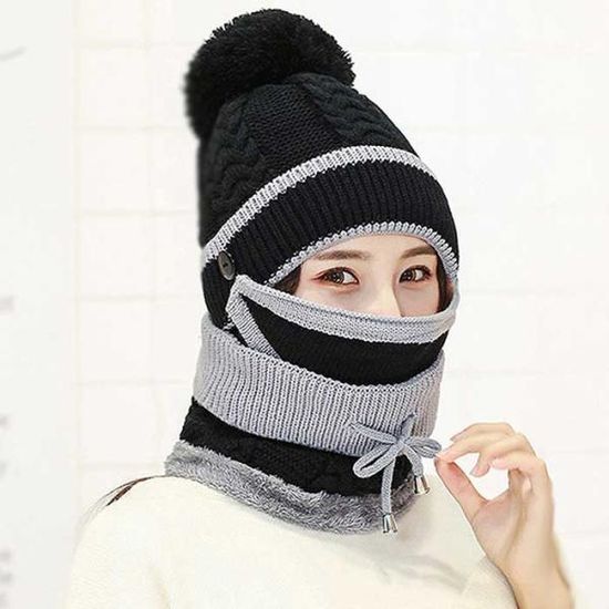 Winter 넥워머 털모자세트 블랙 CH947