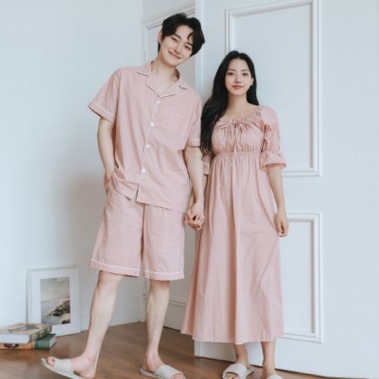 아사면 헨느 원피스 커플 잠옷 여름 파자마