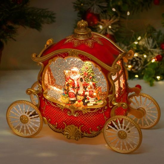 크리스마스 오르골 - 빨강 산타 마차 워터볼 무드등