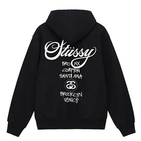 스투시 월드투어 로고 프린팅 후드 집업