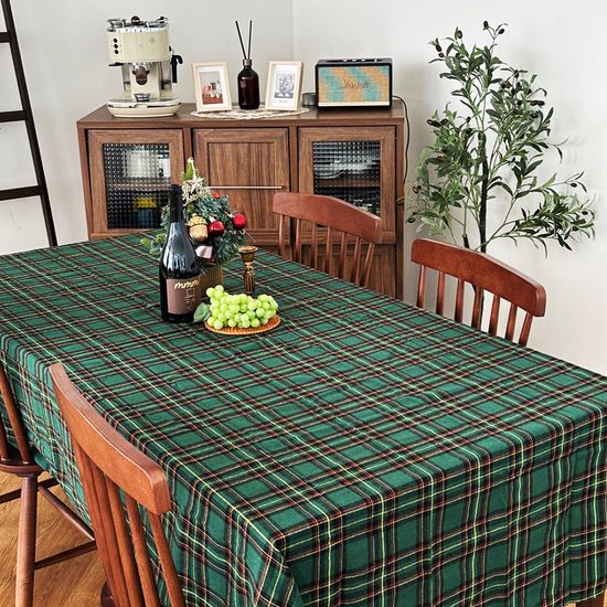 러프 홀리데이 체크 크리스마스 식탁보 4인L