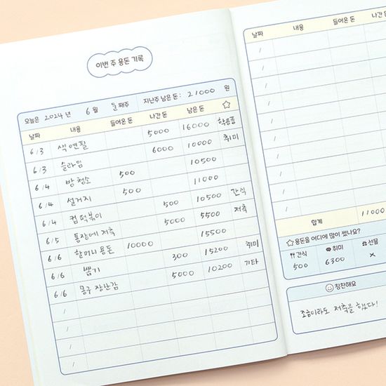 초등 용돈기입장 (캐시북 4개월 120g내지)