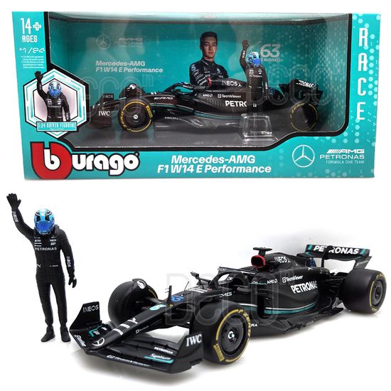 1:24 벤츠 F1 W14E + 조지러셀 레이서 피규어 미니카