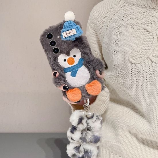갤럭시z플립 7 6 5 4 3 뜨개 모자 펭귄 인형 털케이스