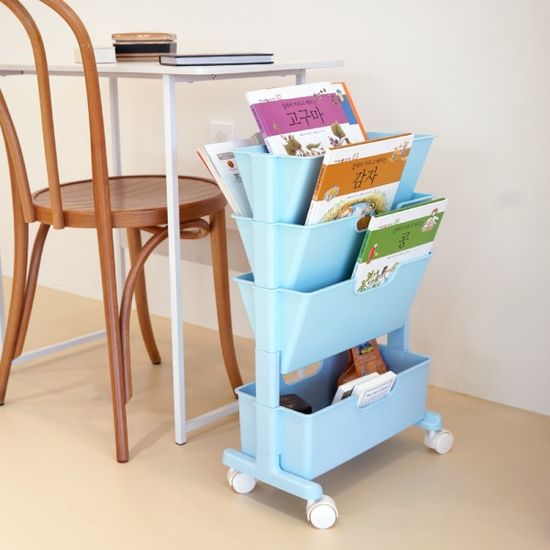 국내생산 마벨슬림 북트롤리 4단 이동식 틈새 책꽂이