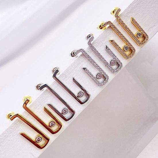 특이한 큐빅 클립 미니 롱 드롭 볼드 데일리 귀걸이
