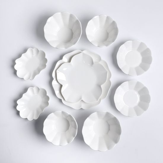 플로렌스 유광 화이트 도자기 2인 식기세트 10p