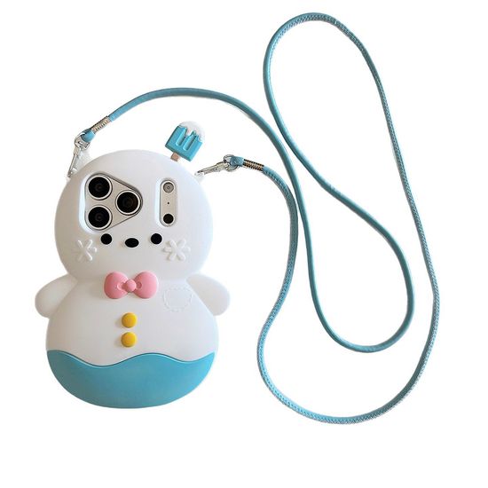 아이폰 17 16 15 14 13 눈사람 인형 스트랩 폰 케이스