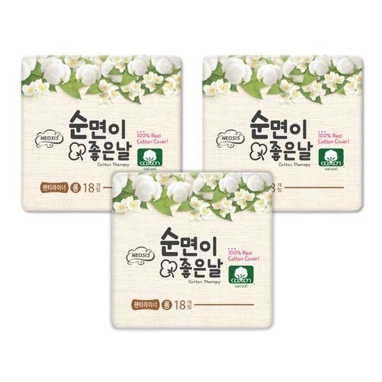 [특가]샐리 순면이좋은날 생리대 롱라이너(18P)x3팩