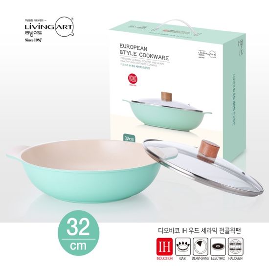 [리빙아트] 우드세라믹 IH 전골웍팬 32cm