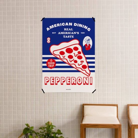 페퍼로니 피자 M 디자인 포스터 