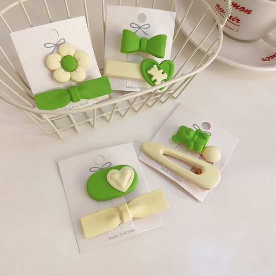 미니 리본 플라워 진주 세트 옆머리핀 고정 앞머리핀