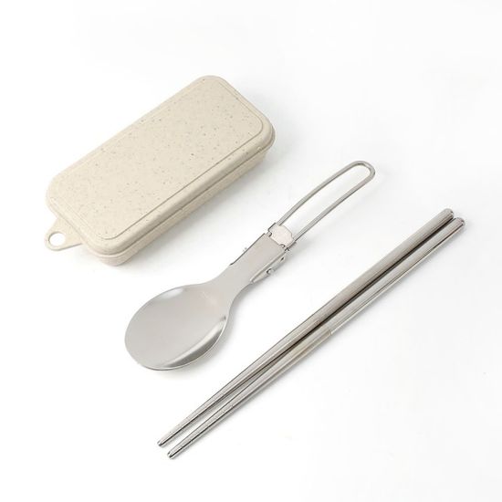하이캠핑 접이식 수저 세트 백패킹 젓가락 아이보리
