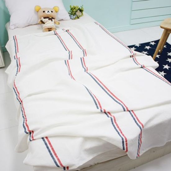 투라인 레드블루 여름이불 린넨이불