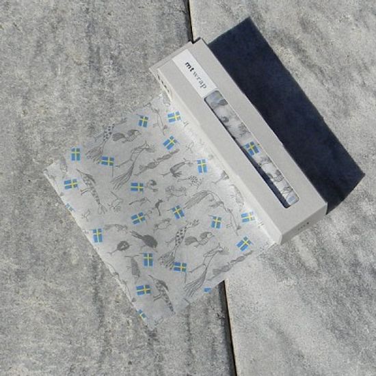 봉투,포장지로도 이용하는 폭155mm OlleEksell 작품-일본 mt 디자인 마스킹테이프 랩 스웨덴 버드 wrap12(S)