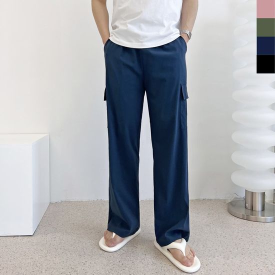 남자 아이스쿨 카고 와이드 밴딩팬츠 남성 데일리