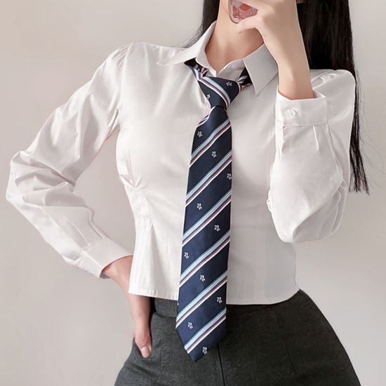 (대여)네이비 벚꽃 사선라인 넥타이 교복 학생복
