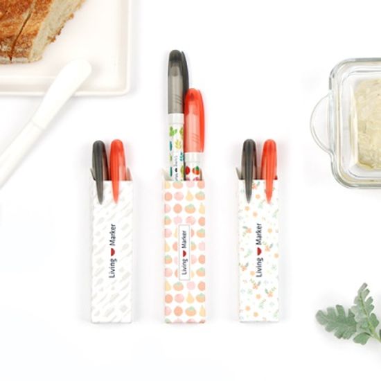 리빙 마커 2색 패키지 네임펜 보드마카