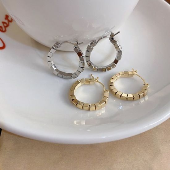 925 고급 은침 골드/실버 스터드/볼드 링 귀걸이 세트