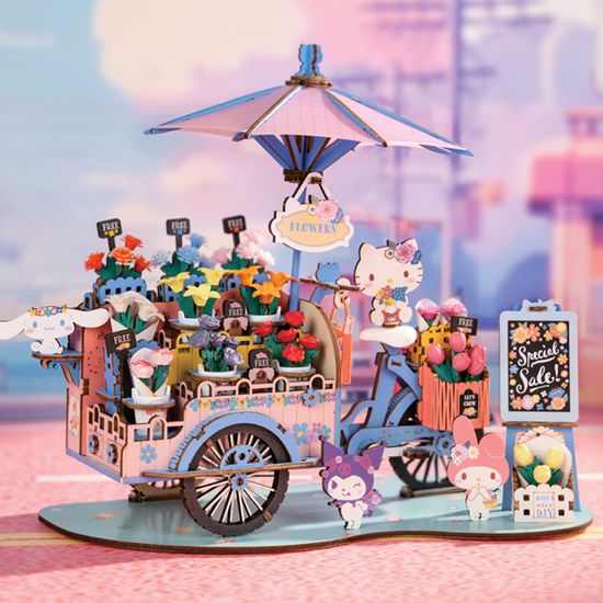 핸즈크라프트X헬로키티 DIY미니어처 키티 플라워카트