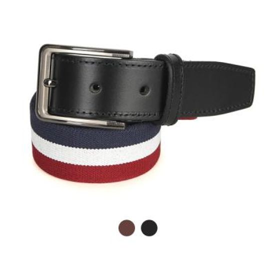 [디꾸보]사각버클 3색라인 남성벨트 ST633