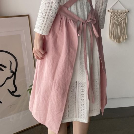쿠이나 린넨 원피스 앞치마