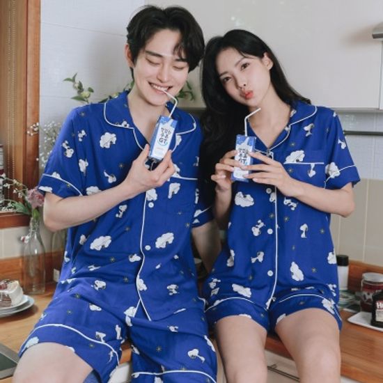 정품 구름위 스누피 냉감 잠옷 여름 커플 잠옷
