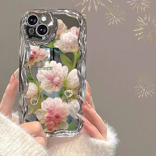 아이폰16 15 14 13 12 감성 꽃 나비 미러 물결 케이스