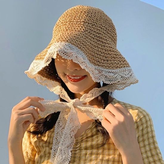 클로이 리본 비치모자/여성 여름 보넷모자
