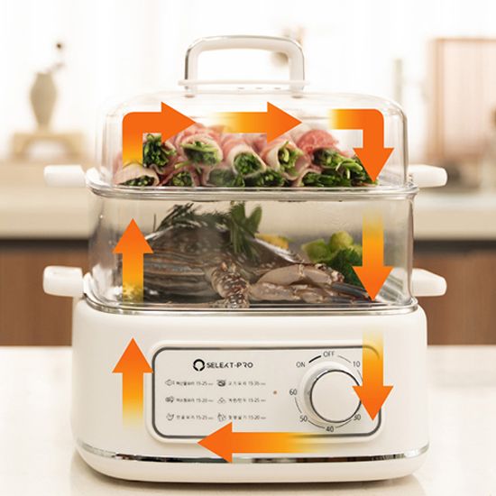 셀렉프로 3.5L 스팀 스텐레스 3단 멀티 찜기 SMS-291