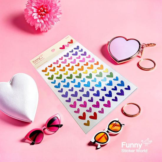퍼니스티커 80-20H 반짝이 컬러 하트 홀로그램 스티커