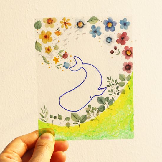 투명 스티커 압화 엽서 만들기(도안 제공)