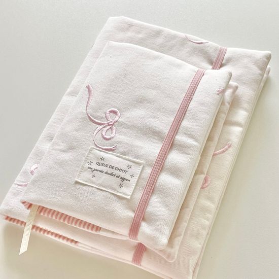 폼폼 리본 북커버 다이어리커버 - 분홍