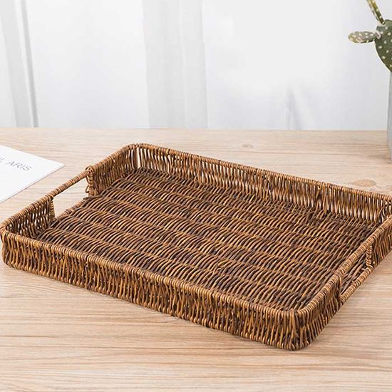 BONITA 사각 라탄짜임 바구니 트레이 약30x20cm