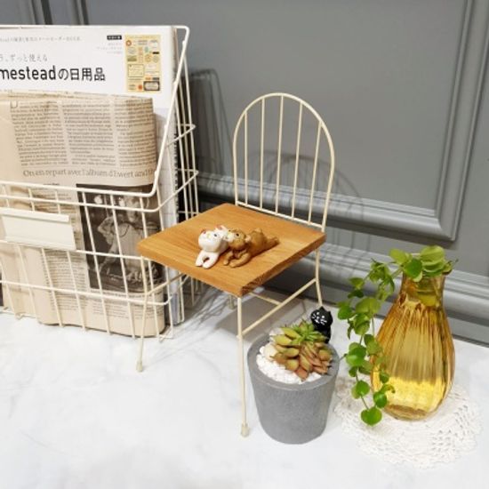 포카치아 라운드 가드닝 우드 데코 체어 아이보리