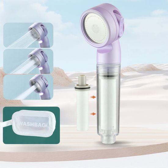 해외여행 필터 샤워기 여행용 녹물제거 퍼플 R427
