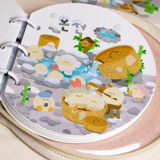 만두온천 힐링 배경 씰 스티커