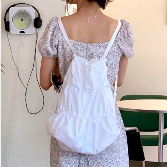 여성 스트링 주름 포인트 러블리 백팩 가방(WE28714)