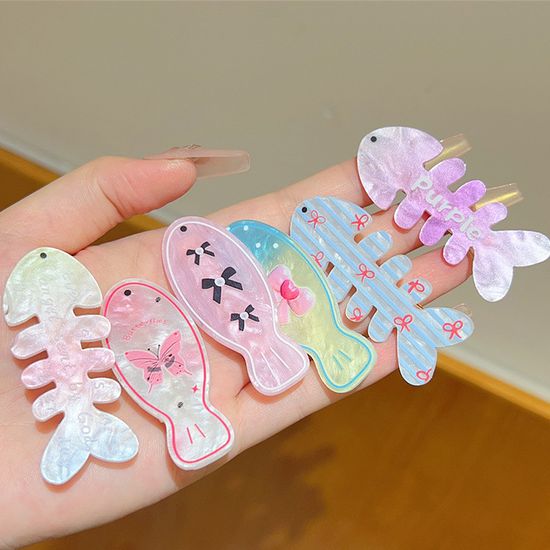 자개 리본 물고기 캐릭터 일자 헤어핀 미니 집게핀 삔