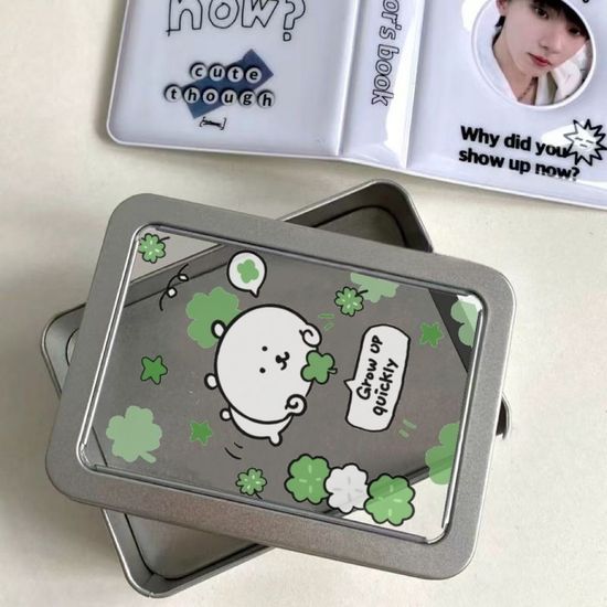 행운 곰돌이 곰 네잎클로버 틴케이스 수납함 보관함