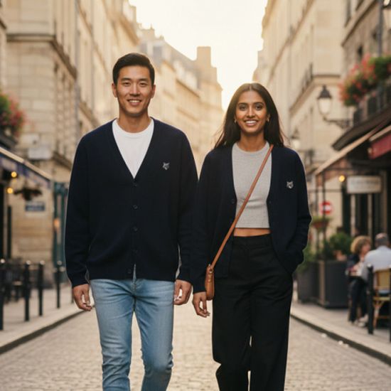 메종키츠네 그레이폭스 헤드 가디건