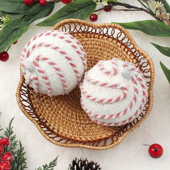 [도토로]루비레드 글리터 장식볼 2p(10cm) (꽈배기회