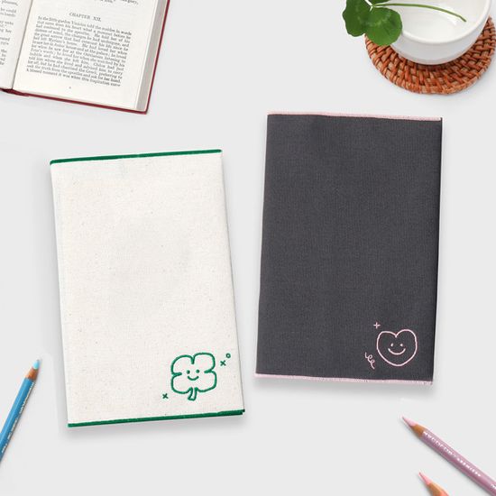 미소 자수 캔버스 북커버 (사은품증정)