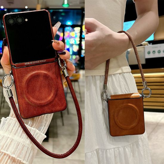 갤럭시 z플립 7 6 5 4 3 맥세이프 가죽 스트랩 케이스