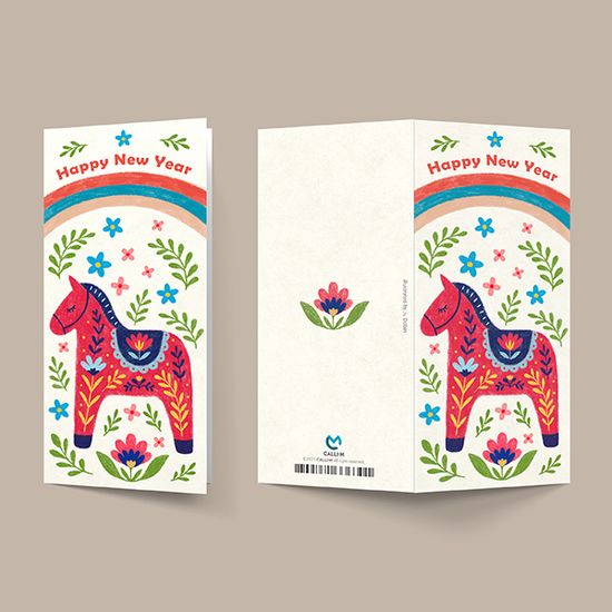 새해봉투 JD2507 - 연하장 붉은말 01 용돈 감사