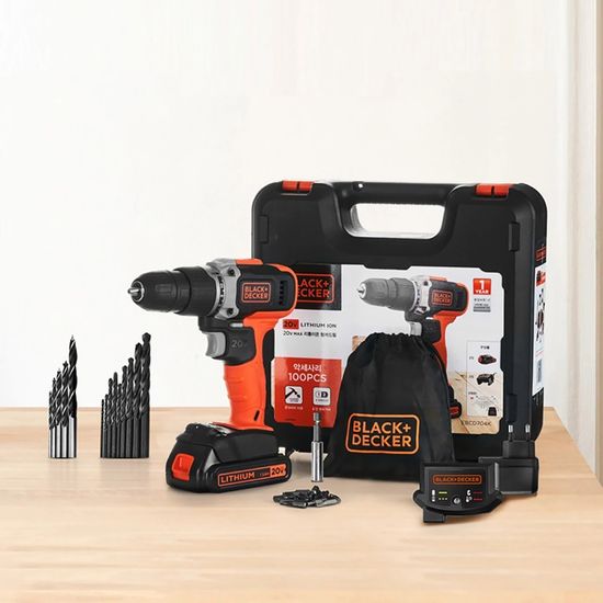 블랙앤데커 20V 전동 드릴 (25pcs 액세서리 포함)
