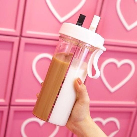 1+1 휴대용 반반텀블러 반반물통 쉐이크통 600ml