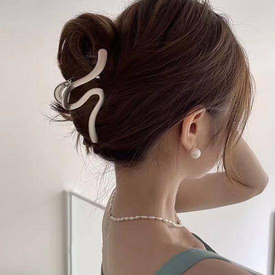 빅사이즈 꼬임 물결 하트 진주 머리 집게핀 헤어 삔