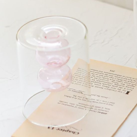 [와인앤쿡]벨라 버블 이중유리화병(2단 핑크) 1개