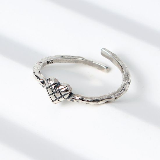 [비쥬홀릭] 실버925 앤틱하트 오픈링 반지 사이즈조절